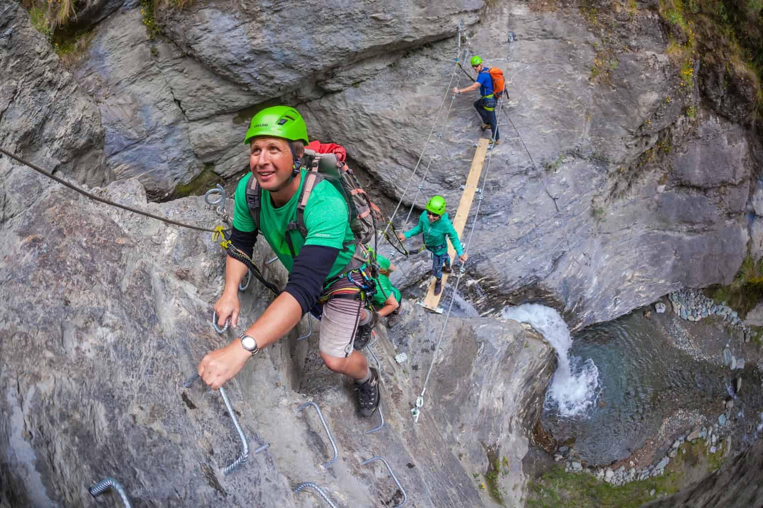 wanaka-wild-wire-waterfall-climbing-adventure-feature-1 | Must Do New Zealand | Must Do New Zealand WildWire Wanaka via ferrata waterfall climb at Twin Falls, Lake Wanaka